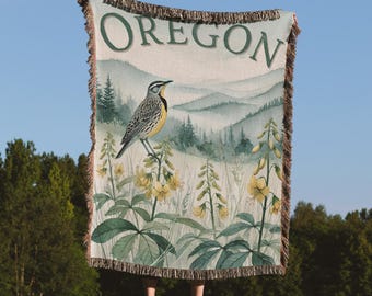 Western Meadowlark Woven Throw: Oregon State Bird Blanket