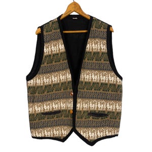 Vintage 90s Mystery Sweater Vest, Eclectic Granpda, Retro Patterned Knit, Woodland Earth Tone, Grunge Aesthetic image 5