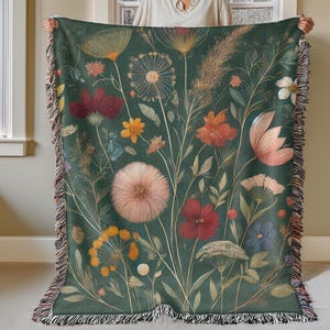 Wildflower Woven Blanket: Cozy Cotton Floral Throw, USA Made