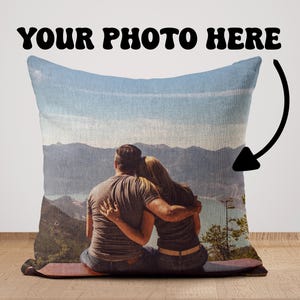 Premium Custom Photo Woven Pillow, Personalized Gift, Sentimental Gift for Her, Wedding, Memorial Gift, Birthday Present, Tapestry Pillow
