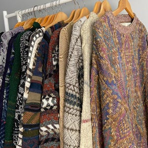 Vintage 90s Mystery Retro Grandpa Sweater, Hand-Picked Patterned Crewneck, Earth Tone Knit, Woodland Clothing, Indie