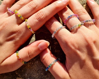 Pride flags inspired handmade braided wire stackable colorful rainbow ring, subtle LQBTQIA+ queer jewellery