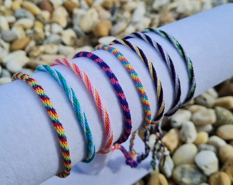 Pride flags inspired colorful handmade friendship kumihimo bracelets // lgbtqia+ queer subtle jewelry / gay, lesbian, bi, ace and many more
