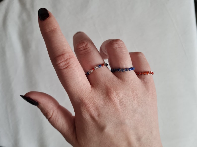 Harry Styles single As It Was inspired handmade braided wire rings with traditional Czech rocaille beads // Harry's House, HS3, Love on Tour image 1