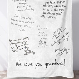 Actual Handwriting Message Blanket, Written Wishes On A Throw Blanket, Group Gift From Family Members, Anniversary Blanket