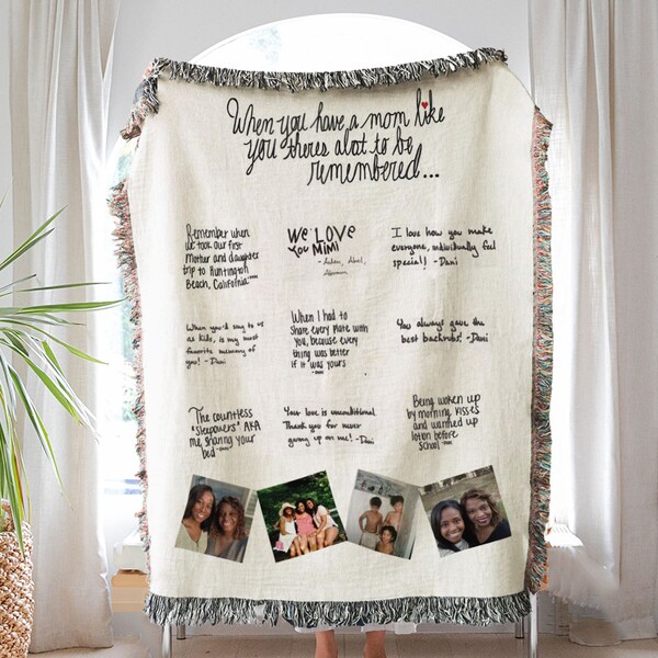 Personalized Letter Blanket With Pictures, Custom Handwritten Messages On A Jacquard Woven Tapestry, Farewell, Graduation, Retirement Gift