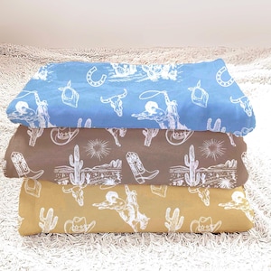Cowboy Baby Decke mit Namen Multi-Farben Western Weiche Decke Personalisierte Ranch Krippe Fleece Decke Toile Western Baby Shower Geschenk