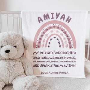 Personalized Goddaughter Blanket, Goddaughter Baptism Gift From Godmother, Godchild Baby Blanket, Christening Gift from Godmother