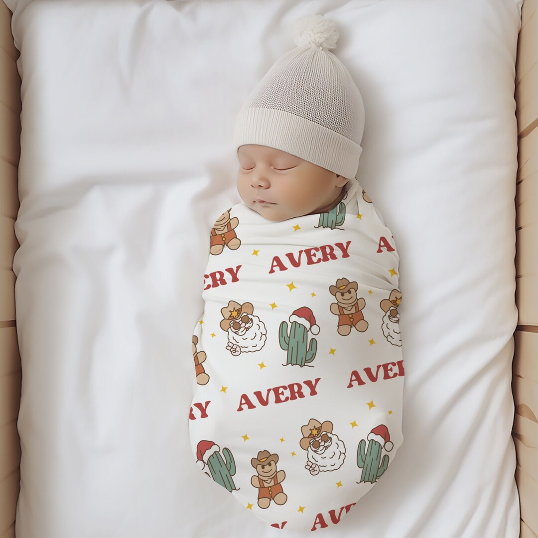 Western Christmas Swaddle Blanket Cowboy Swaddle Set With Etsy