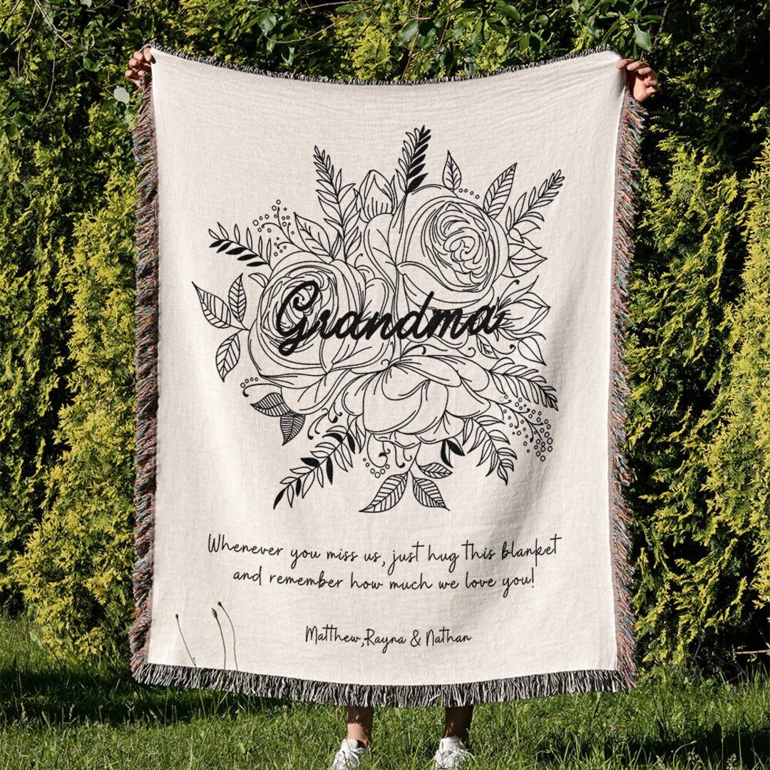 Personalized Grandma Blanket Grandma Hug Blanket Etsy