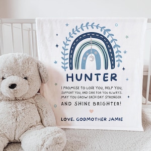 Personalized Godson Blanket, Godson Baptism Gift From Godmother, Godchild Baby Blanket, Christening Gift from Godmother, Godparents, Auntie