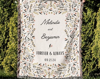 Personalized Anniversary Blanket Mr And Mrs Engagement Gift For Couple Wedding Throw Cotton Anniversary Gift Cottagecore Woven Tapestry