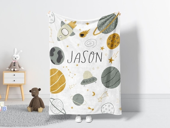 Space Blanket for Kids Baby Boy Space Minky Blanket Personalized Rocket Boy Blanket Space Themed Nursery Spaceship Planets Boy Blanket Etsy Canada