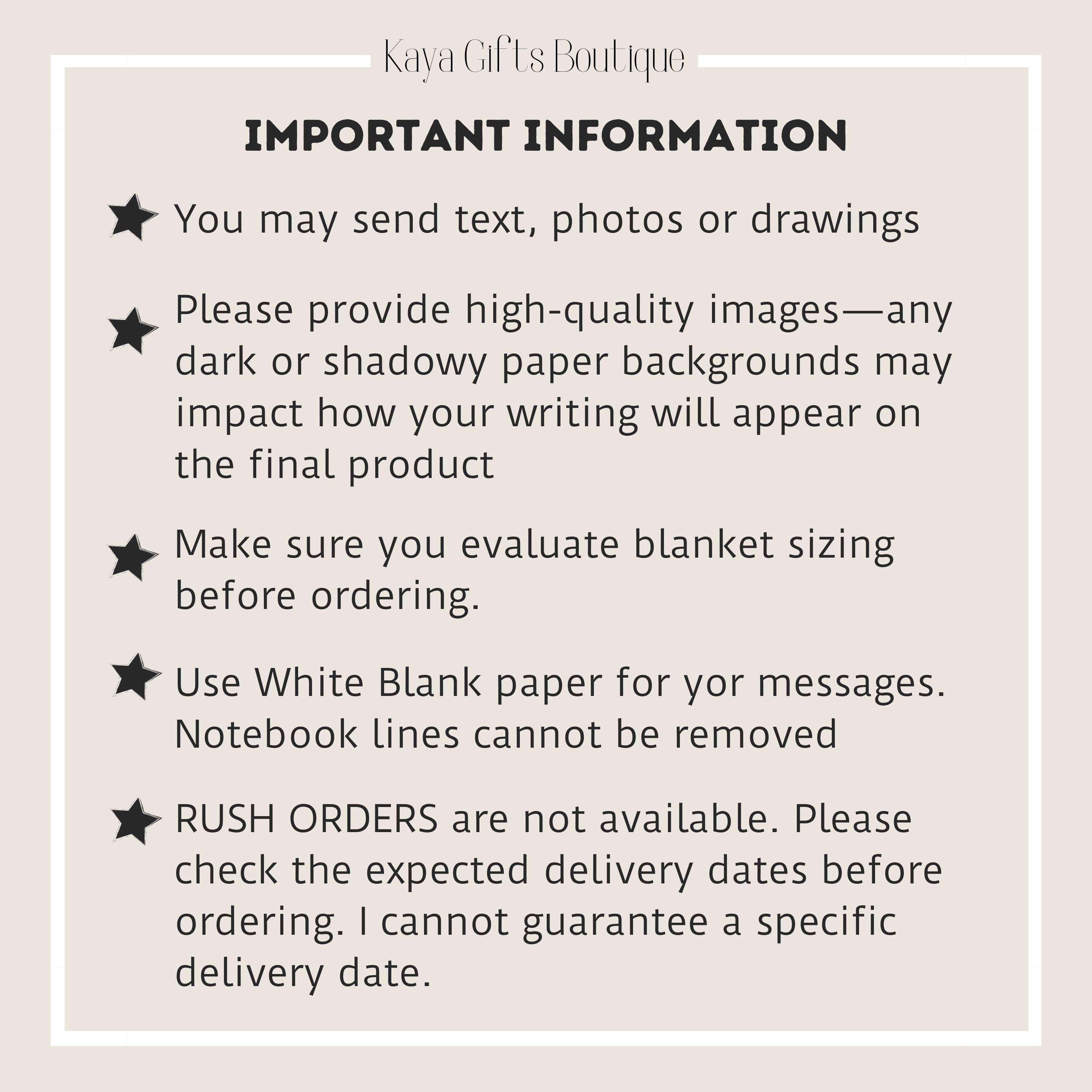 Actual Handwriting Notes Blanket, Get Well Gift, Motivational Gift, Group Gift From Family Members, Anniversary Blanket