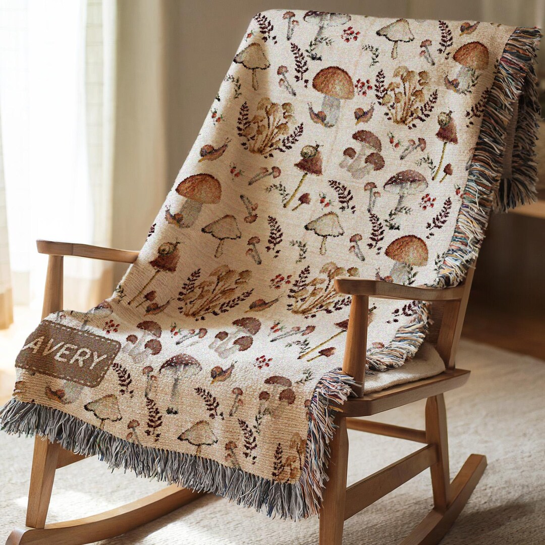 Mushroom Hedgehogs Pattern Print Blanket
