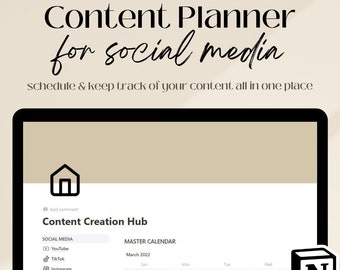 Notion Social Media Content Planner Template (Digital Download)