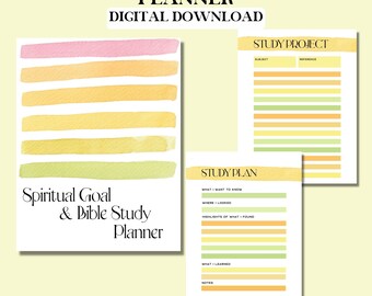 Bible Study & Spiritual Goal Printable 8.5 x 11 Planner with 90 Day Tracker and Daily, Monthly, Yearly Goals pages