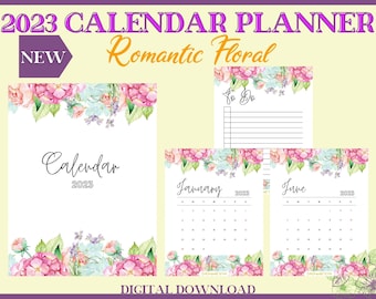 Best 2023 Calendar Printable Floral & Planner PDF for women Cute Simple easy planner for To Do Make notes appointments Schedule Instant Gift