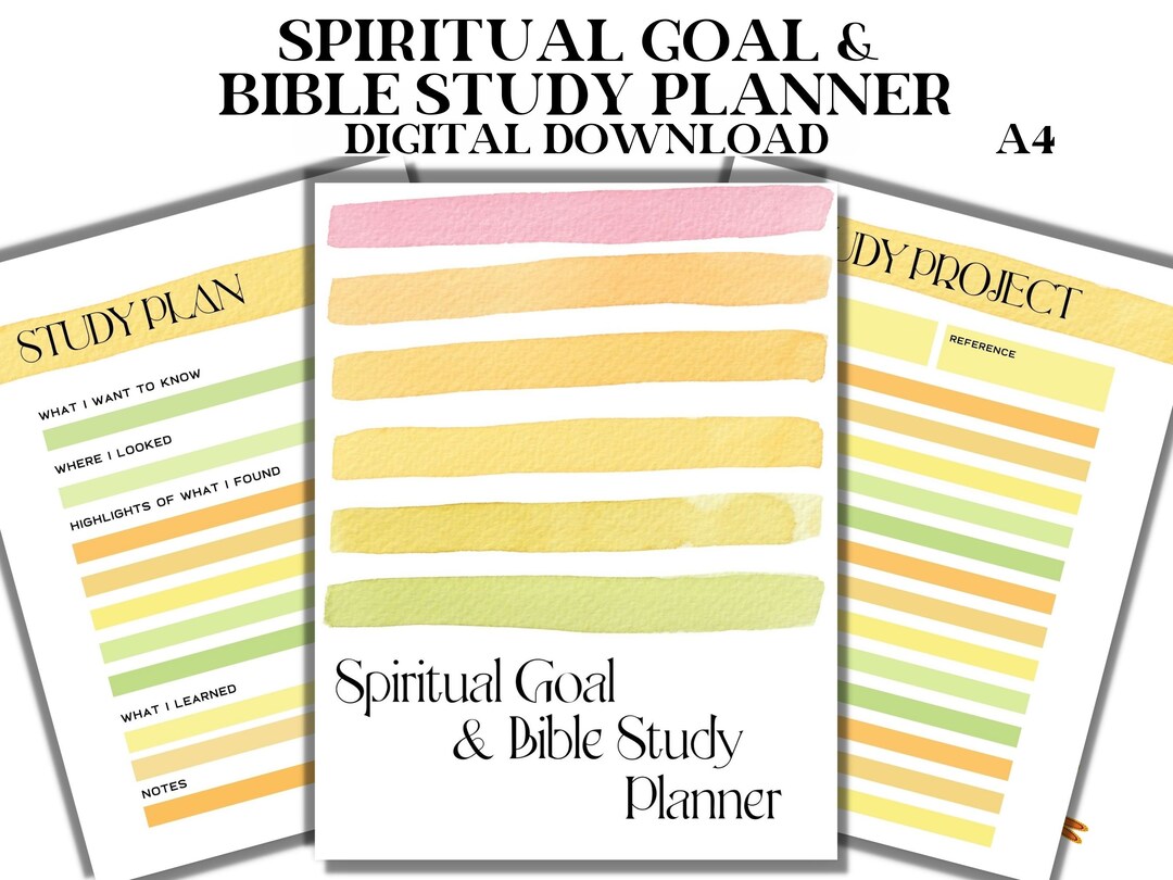 Spiritual Goal & Bible Study Printable A4 Size Planner With Daily ...