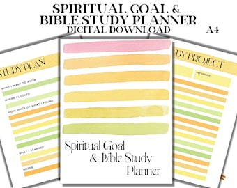 Spiritual Goal & Bible Study Printable A4 size Planner with Daily, Monthly, Yearly Goals pages and 90 Day Tracker