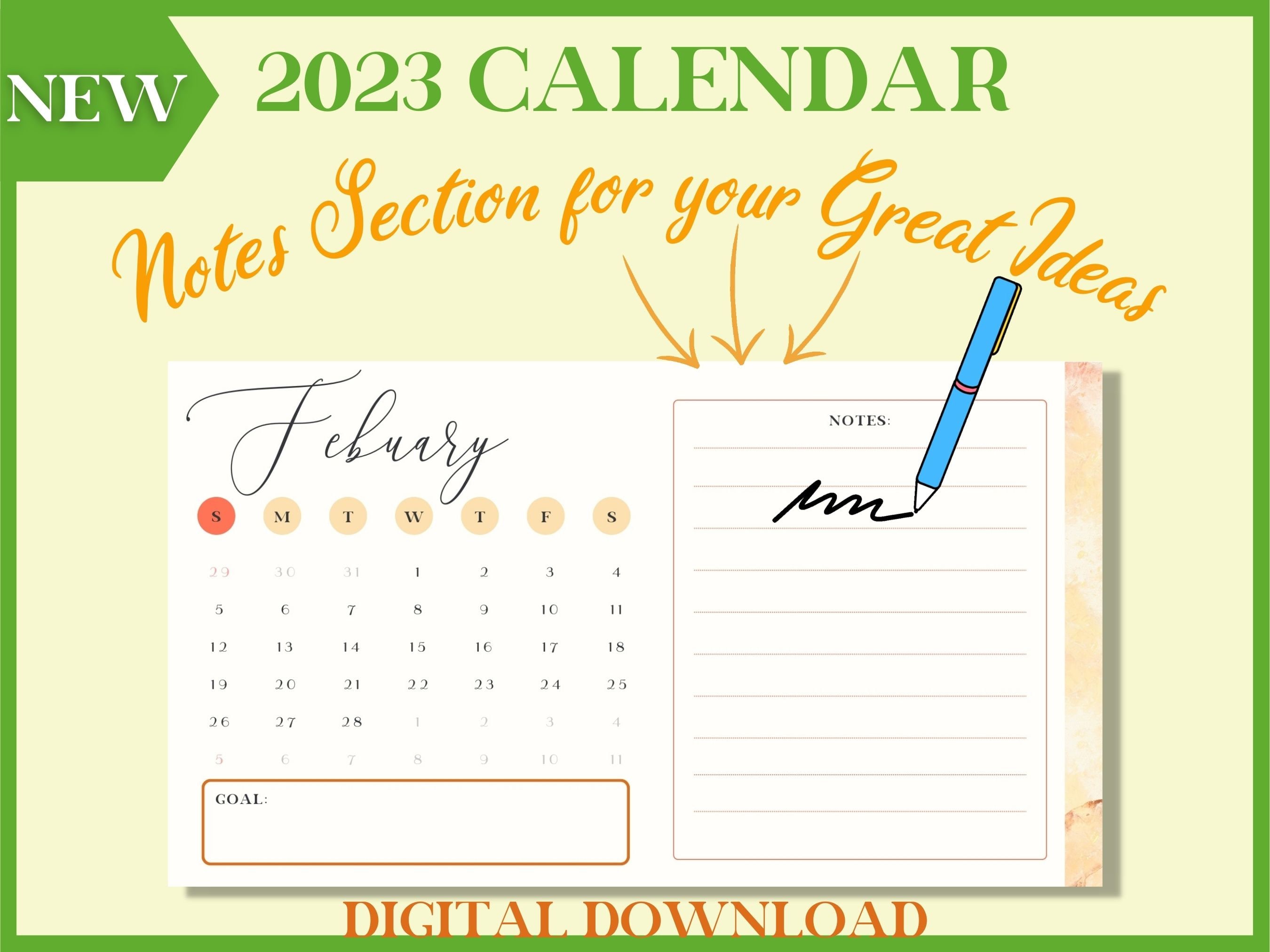 Monthly Planner with Note Space