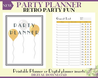 Party Planner Printable PDF Best Simple Easy, plan Baby Wedding Shower, Get-together, Anniversary less stress. Digital Planner Insert