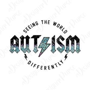 Autism Seeing the World Differently PNG, Autism Awareness Tshirt Design, Rainbow Leopard Print Thunder Sublimation, Inclusion Sublimate