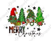 Merry Christmas Gnomes PNG, Christmas Tree Design, Kids Christmas Tshirt Sublimation Clipart, Family Winter Holidays Pajams Matching Png