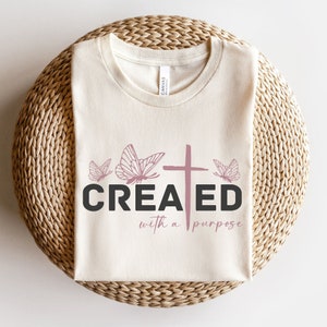 Created With a Purpose PNG, Christian Sublimation, Religious Tshirt Sublimate, Faith Clipart, Motivational Digital Download, Retro Print