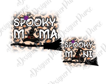 Spooky Mama Mini PNG, Halloween Leopard Design, October Fall Season, Autum Sublimate for Shirt, Mugs, Tote, Witch Hat Retro Instant Download