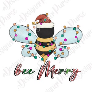 Bee Merry PNG, Christmas Bee Télécharger Design pour la sublimation, Santa Hat Clipart, Mignon Joyeux Noël Sublimé pour sac fourre-tout, chemise, tasse