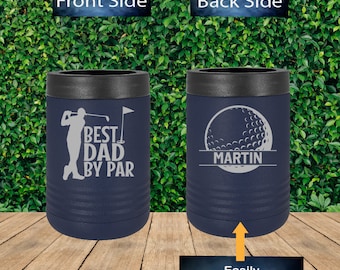 Gepersonaliseerde beste vader door Par 2-zijdige golfblikkoeler, aangepaste beste golfvader kankoeler, golfblikkoeler, geïsoleerde golfdrinkware