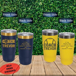Personalisierter Gold / Schwarzer zweiseitiger Baseballtrainer mit graviertem Becherschiebedeckel, herzliches Baseballtrainergeschenk, kundenspezifisches Baseball-Dankeschön-Geschenk,