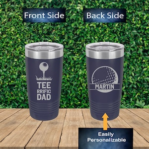 Personalized Tee Riffic Dad 2 Sided Golf 20oz Tumbler, Custom Golf Dad Tumbler, Golf Dad Tumbler, Insulated Golf Drinkware, Gift for Dad