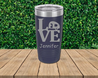 Camping Engraved Tumbler, Personalized Tumbler, 20oz Tumbler, Custom Tumbler, Personalized Mug, Thank You Gift, Engraved Tumbler.