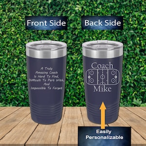 Personalized 2 Sided Hockey Coach Engraved Tumbler, Hockey Coach Thank you Gift, Personalized 20oz Tumbler, Thank You Gift, Engraved Tumbler