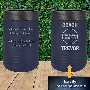 Benutzerdefiniertes Teamlogo 2-seitiger Baseballtrainer Dosenkühler mit Gravur, personalisierter Baseballtrainer Dosenkühler, Baseball Danke Geschenk, Trainer Geschenk