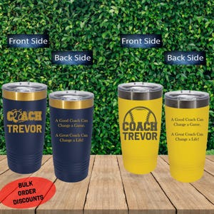 Personalisierter Gold / Schwarzer zweiseitiger Baseballtrainer mit graviertem Becherschiebedeckel, herzliches Baseballtrainergeschenk, kundenspezifisches Baseball-Dankeschön-Geschenk,
