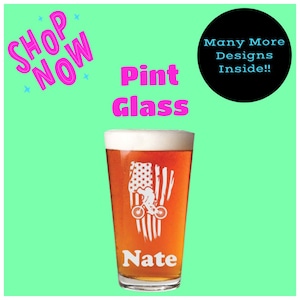 Personalized Mountain Biking Glass, Mtb Pint Glass, Mountain Bike Gift, Gift For Him