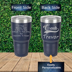 Personalisierter 2-seitiger Baseballtrainer gravierter Becher, Baseballtrainer Geschenk, herzliches Dankeschön, personalisierter 30-Unzen-Becher, Trainer Geschenk