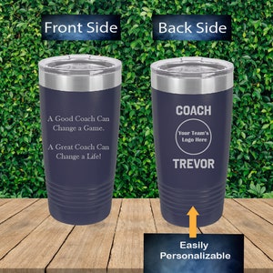 Benutzerdefiniertes Teamlogo 2-seitiger Baseballtrainer Gravierter Becher, Baseballtrainer Geschenk, herzliches Dankeschön, personalisierter 20 Unzen Becher