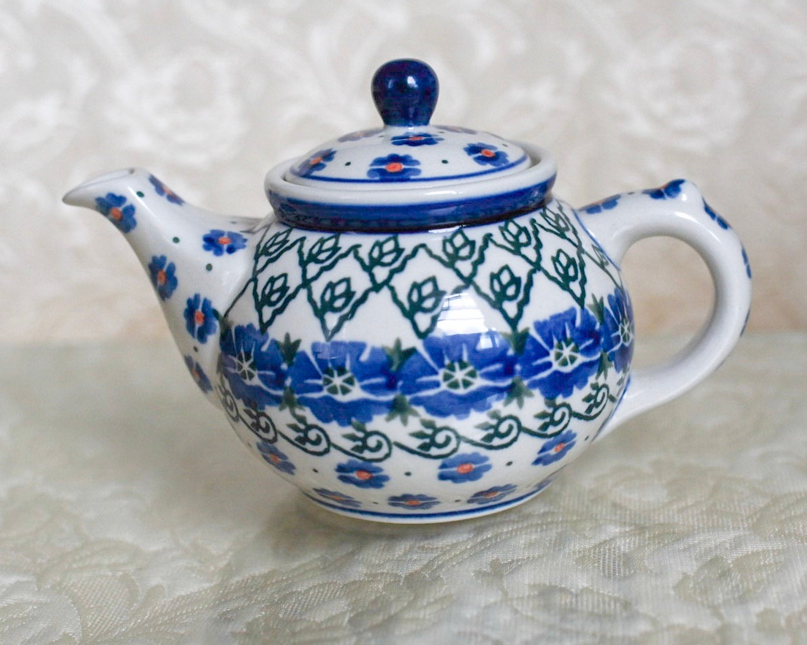 Vintage Boleslawiec Polish Pottery Teapot Traditional Folk Etsy