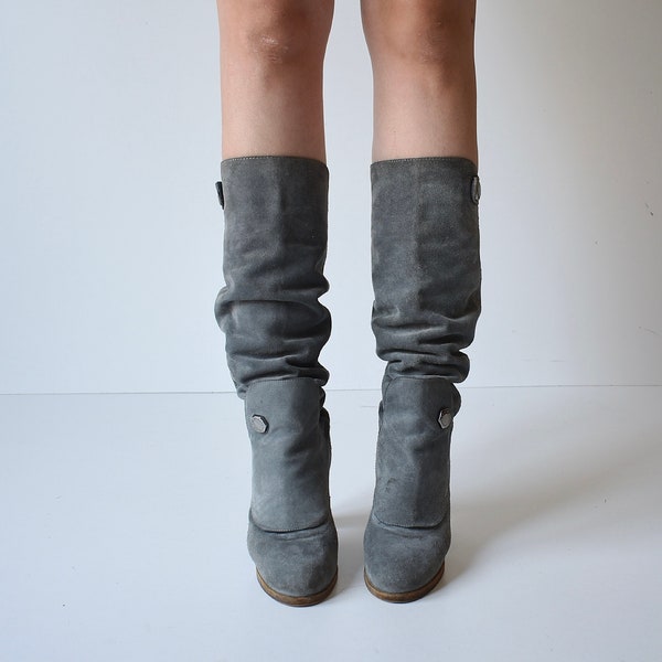 y2k Marc Jacobs grey suede slouchy knee boots 38 EU / grey slouchy boots