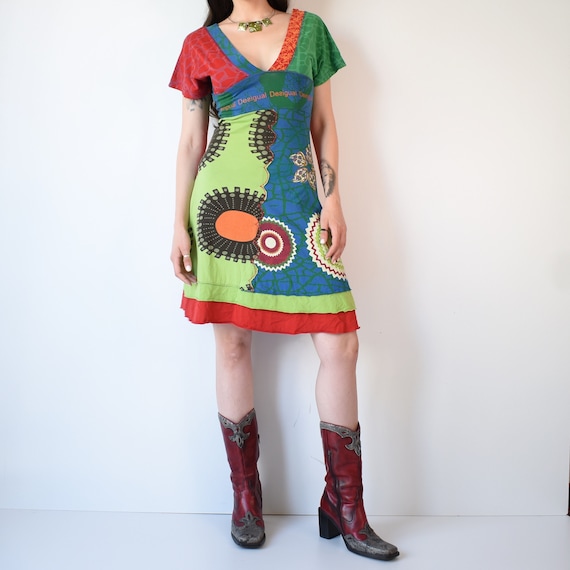 Buy Iconic Desigual V Neck Color Dress Color Block Desigual Online in - Etsy