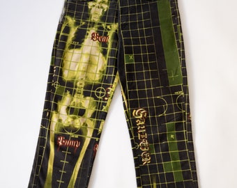 Jean Paul Gaultier "cyberbaba" 1996 pantalones de rayos x de esqueleto ultra raros