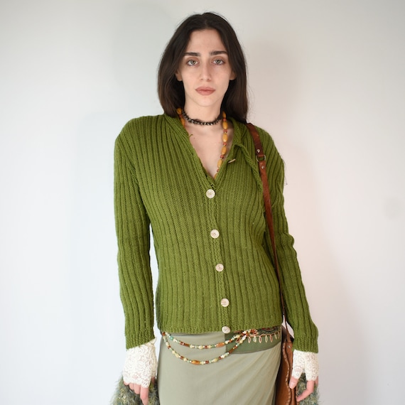 Green Fairy Grunge Cardigan / Fairycore 