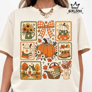 Cozy Fall Pumpkin Patch PNG | Cottagecore Autumn Sublimation Design | Farmhouse Pumpkin Clipart Sheet | Sunflower Boots Sweater Weather Tee