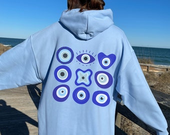 Evil Eye Hoodie Ojo Turco Preppy Sweatshirt Trendy Hoodies Aesthetic Clothes VSCO Sweatshirt Y2K Clothing Custom Sweatshirt Trippy Hoodie