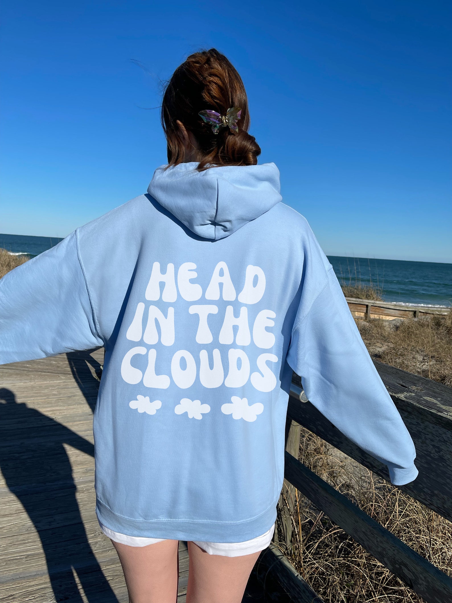 Head in the Clouds Hoodie Oversized Hoodie With Words on Back Etsy