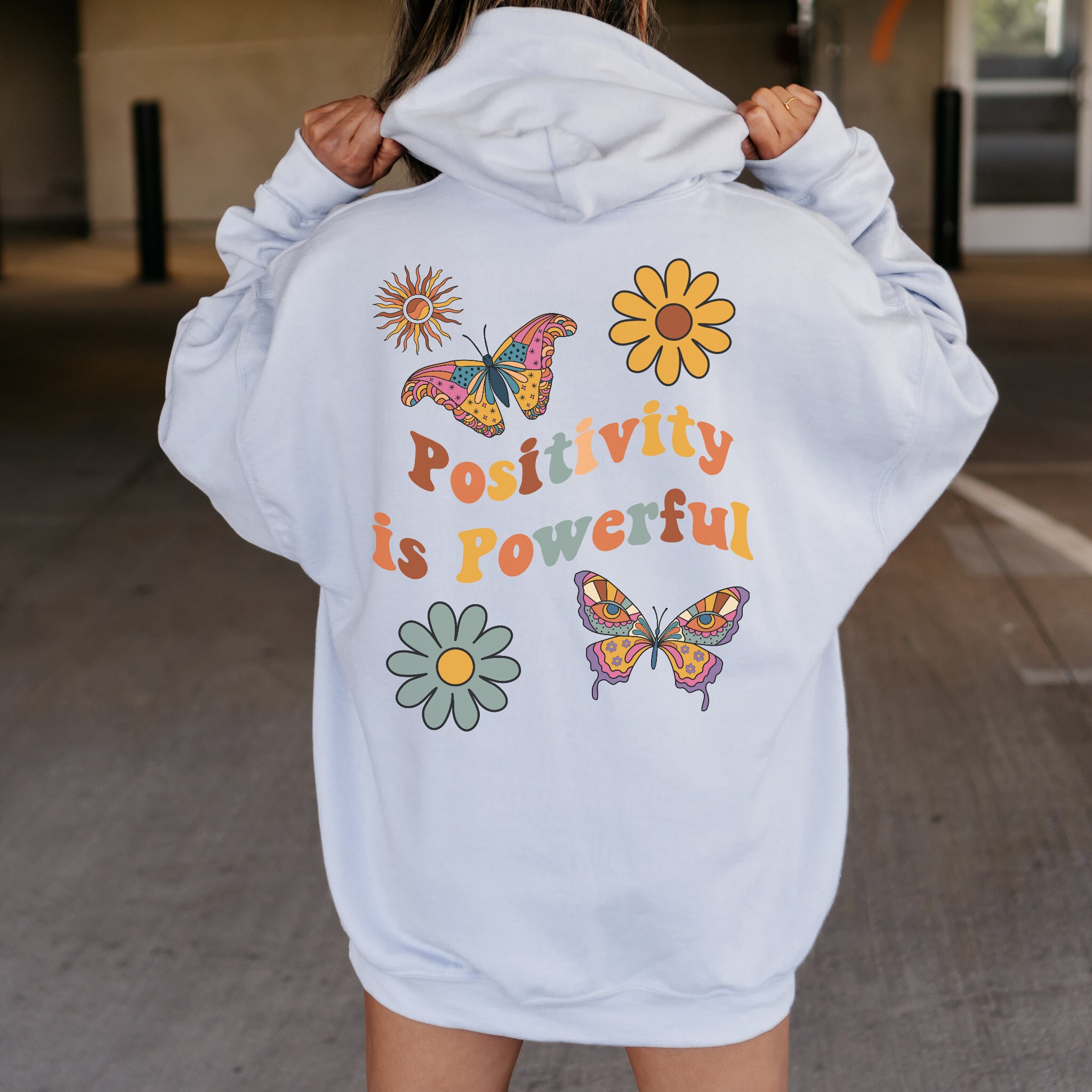 Positivity is Powerful Hoodie With Quote on Back Trendy Hoodie Etsy